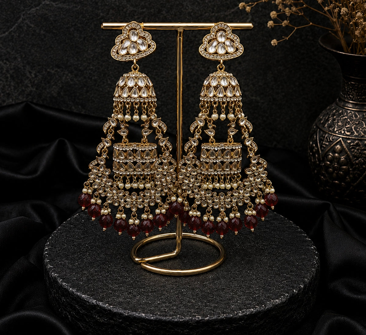 Bell Shaped Drop Earring with Kundan Stone