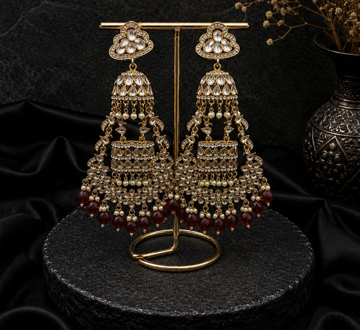 Bell Shaped Drop Earring with Kundan Stone