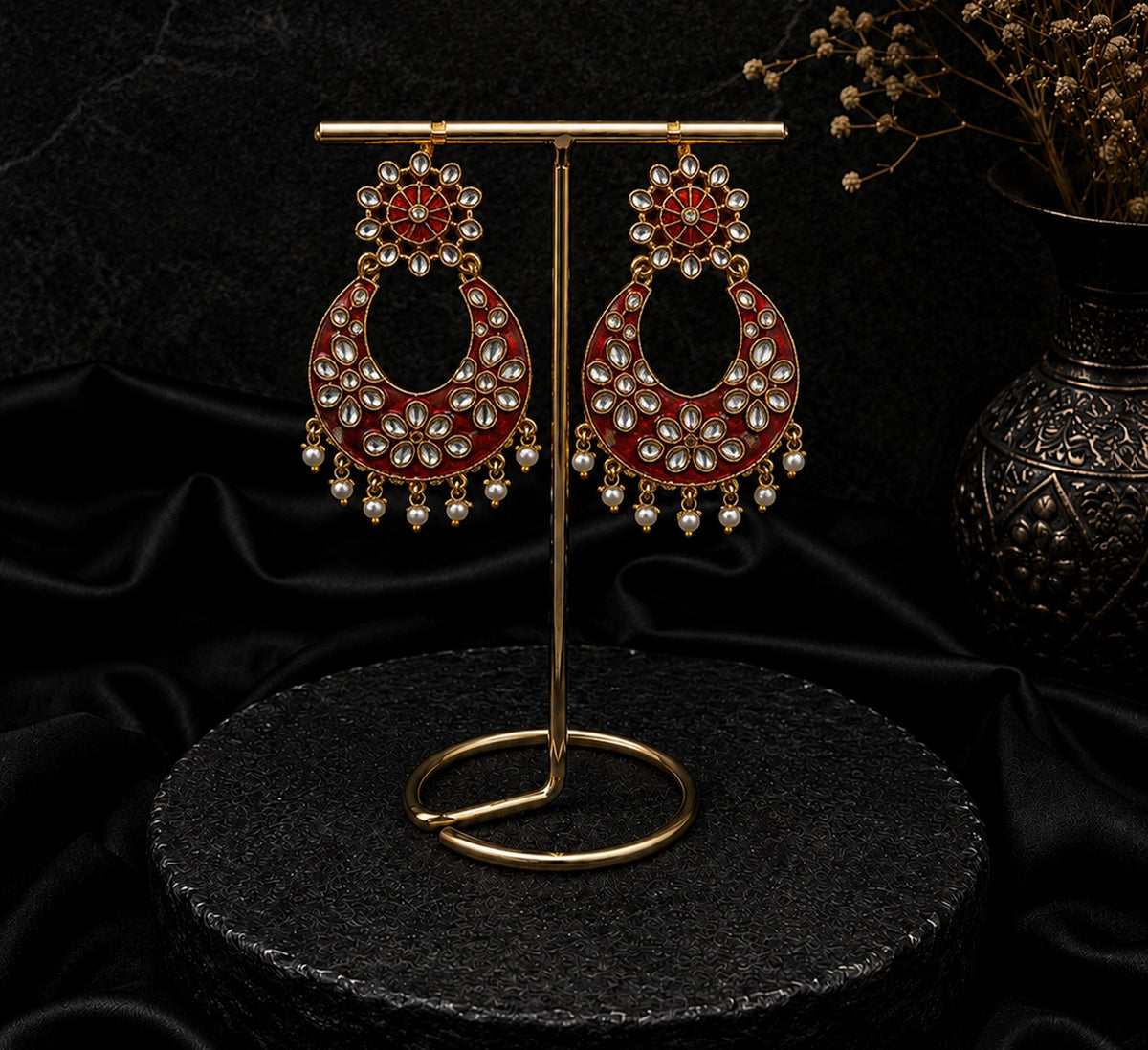 Chandbali Earring with Kundan Stone
