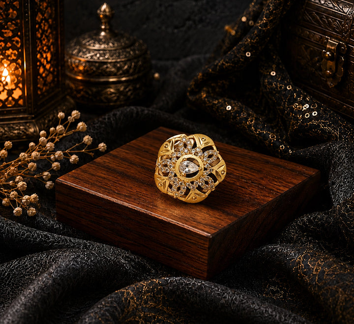 Cluster Ring With Floral Design