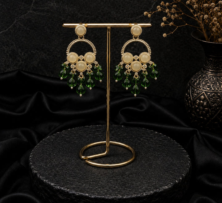 Green Chandbali Polaki Earring