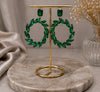 Green Crystal Hoop Earrings