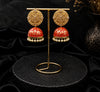 Jhumka With Enamel Floral Pattern