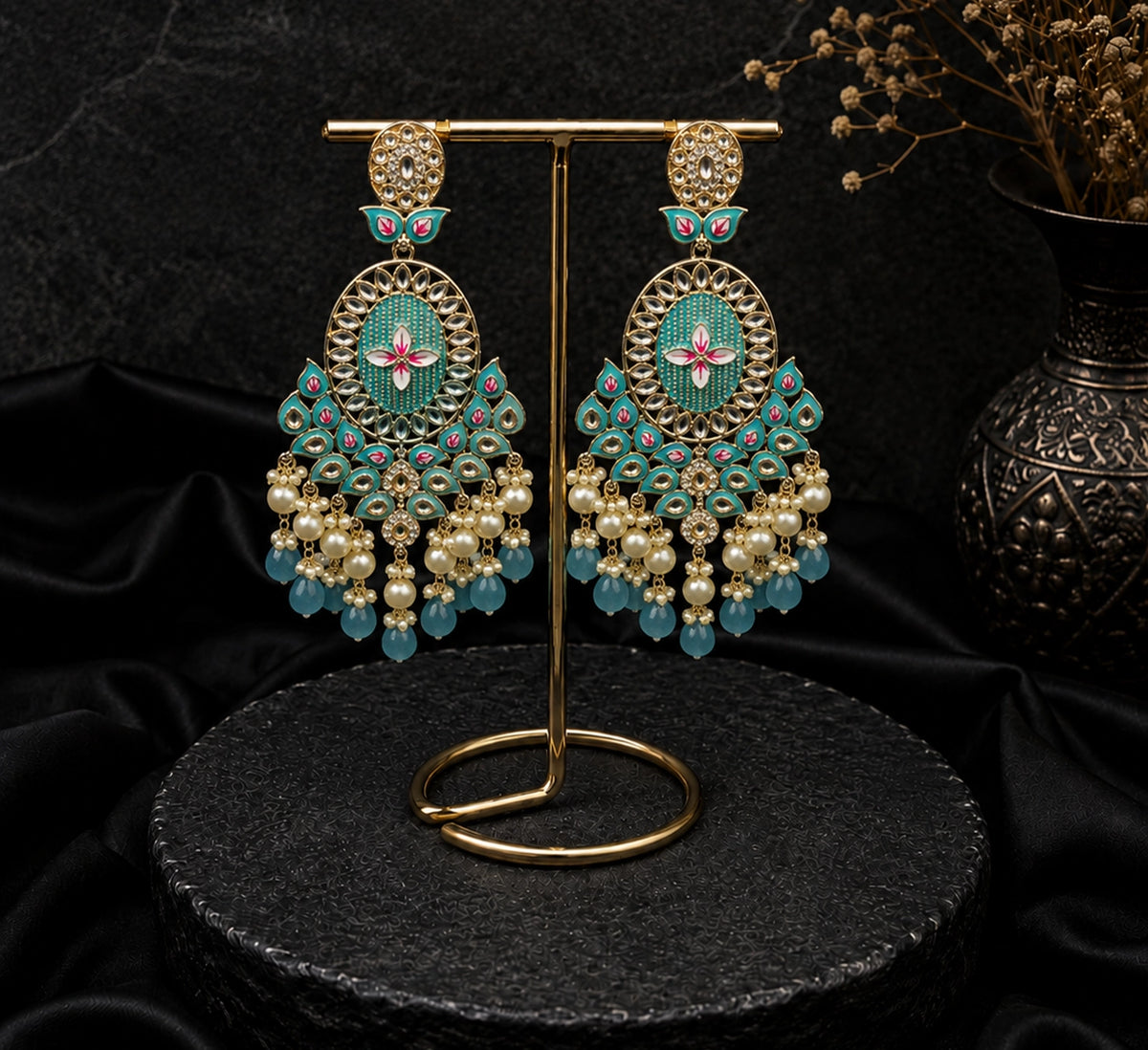 Light Blue Chandbali Dangler Earring