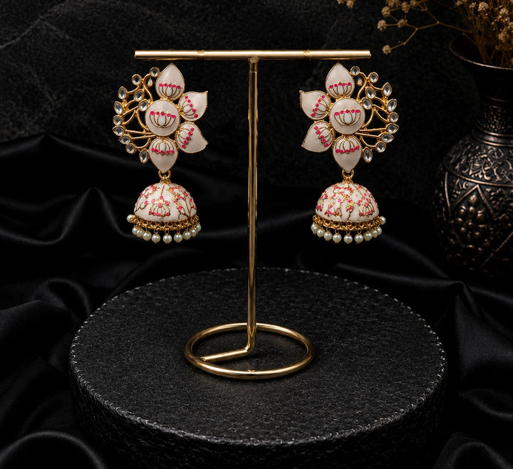 Lotus Enamel Jhumkas