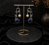 Oxidized Parrot Earring with Blue Stone