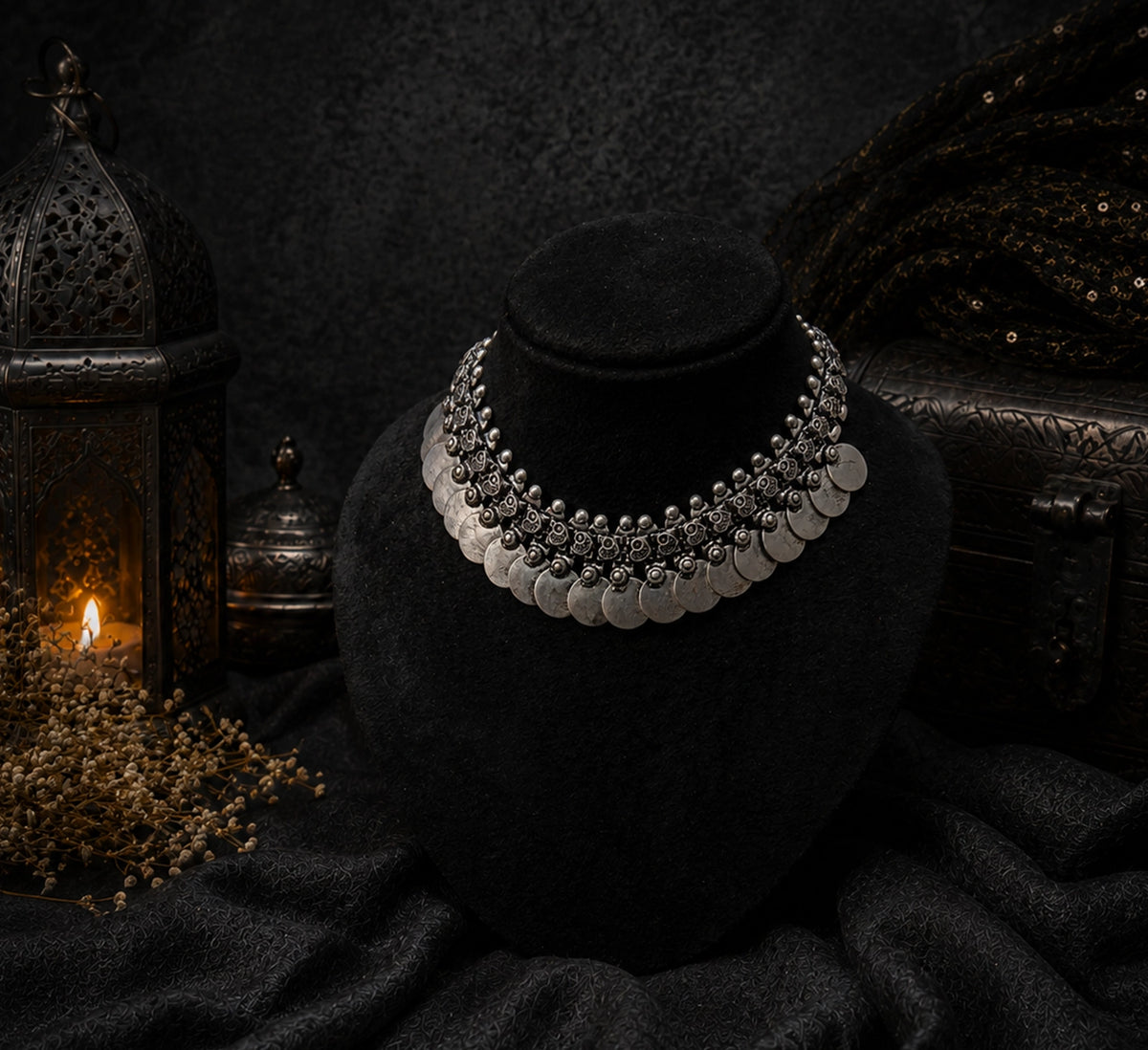 Oxidized Coin Necklace
