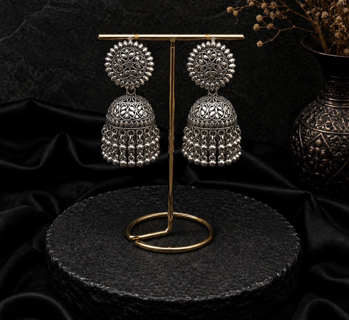 Oxidized Silver Jhumka