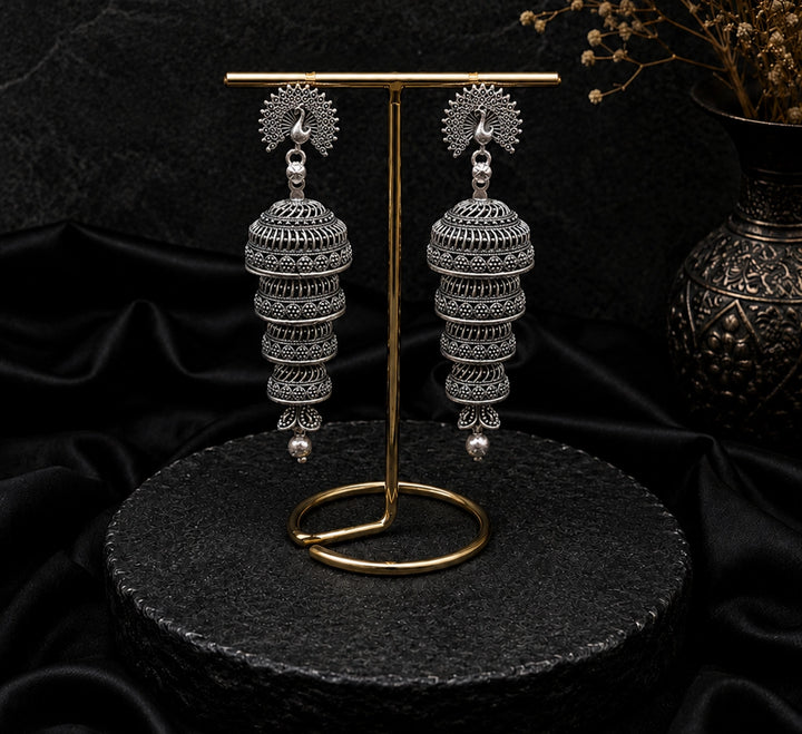 Oxidized Silver Layered Jhumka