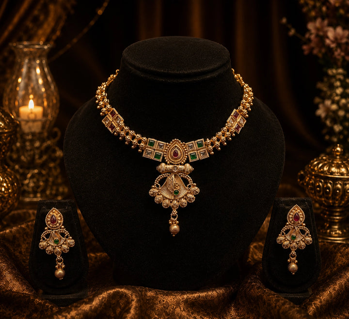 Rajwadi Choker Necklace Set
