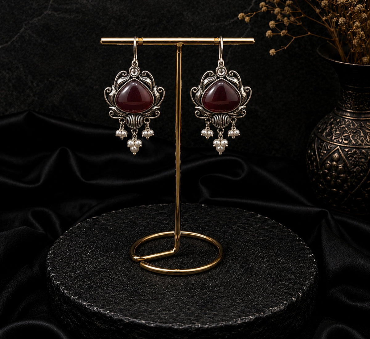 Red Teardrop Stone Set