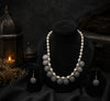 Silver Beaded Metal Necklace Set