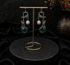 Oxidized Parrot Earring with Green Stone